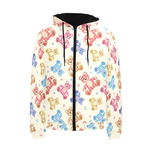 Teddy Bear Pattern Print Design 05 Men's Padded Hooded Jacket