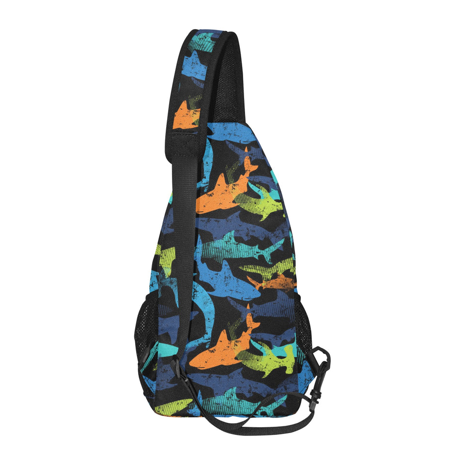 Colorful shark All Over Print Chest Bag