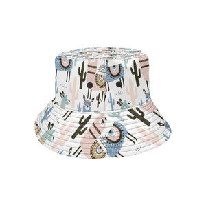 lama Alpaca cactus hand drawn pattern Unisex Bucket Hat