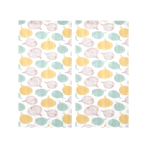 colorful onions white background Gauze Curtain