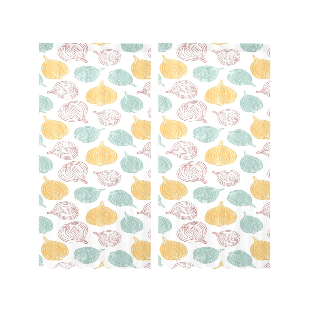 colorful onions white background Gauze Curtain