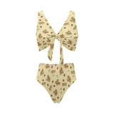 peanuts design pattern Chest Bowknot High Waisted Bikini Swimsuit