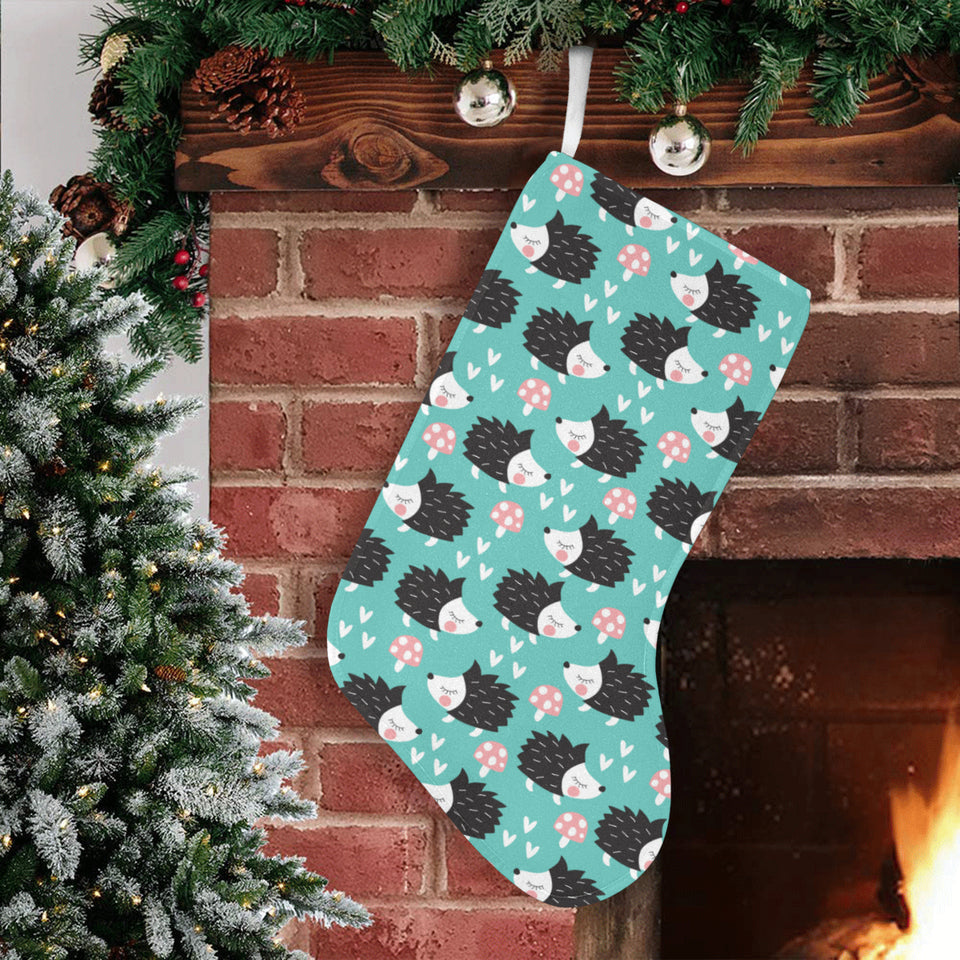 Hedgehog Pattern Print Design 03 Christmas Stocking
