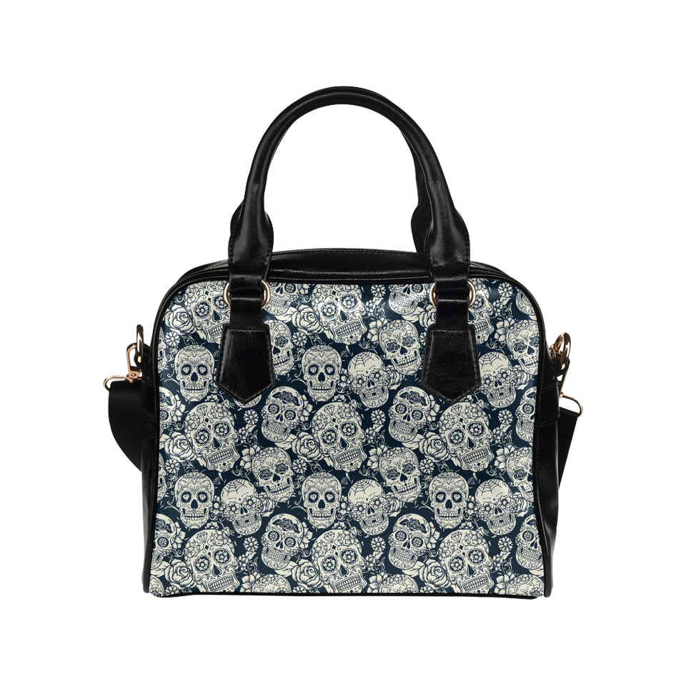 Sugar skull black white pattern Shoulder Handbag