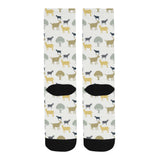 Silhouettes of goat and tree pattern Crew Socks