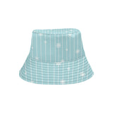 Snowflake pattern blue stripe background Unisex Bucket Hat