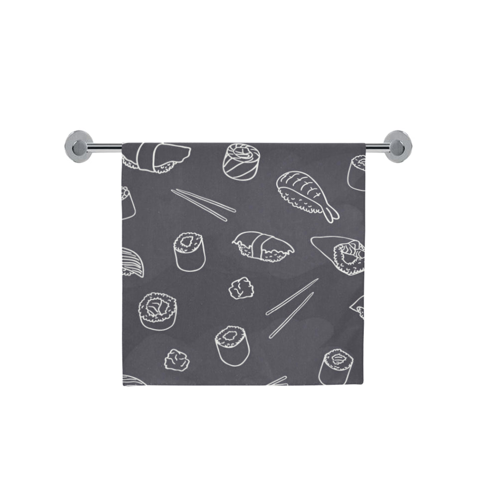 sushi pattern black background Bath Towel