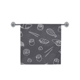 sushi pattern black background Bath Towel