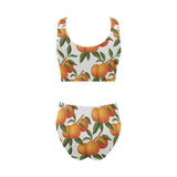 Oranges pattern background Chest Bowknot High Waisted Bikini Swimsuit