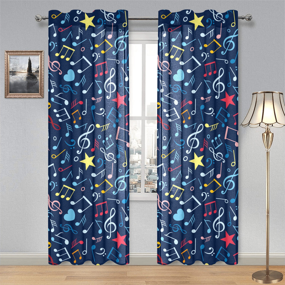Music Notes Pattern Print Design 03 Gauze Curtain