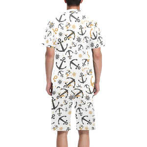 Anchors Rudders pattern Men's V-Neck Short Pajama Set