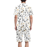 Anchors Rudders pattern Men's V-Neck Short Pajama Set