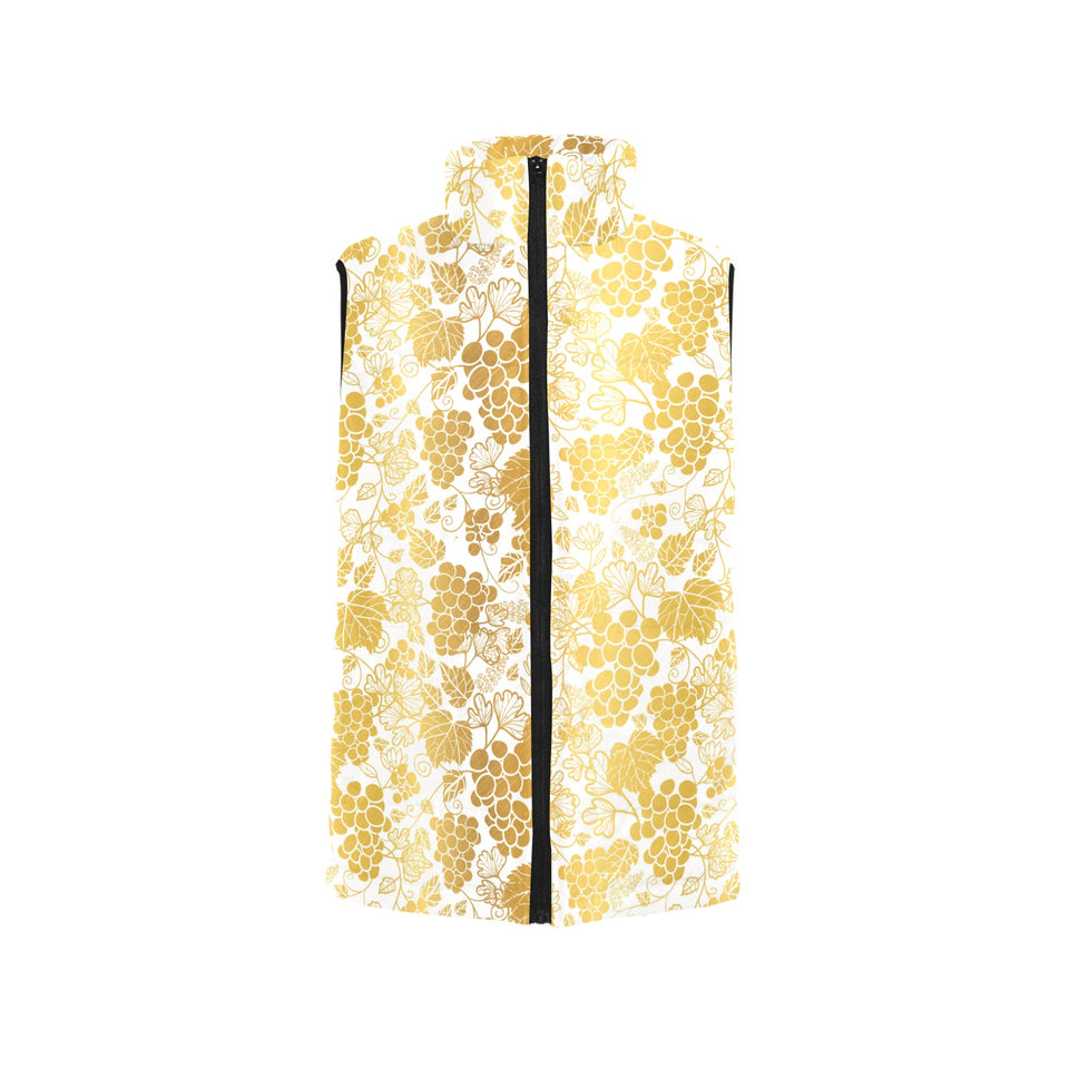 Gold grape pattern Men's Padded Vest