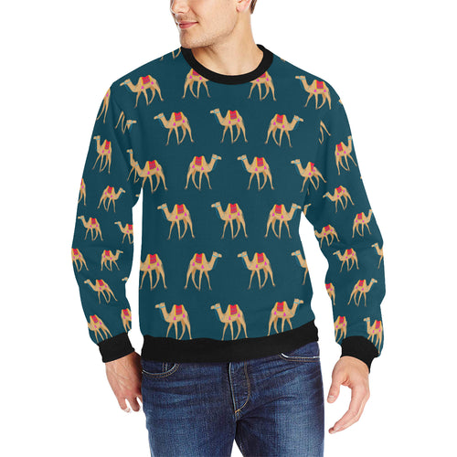 Camel pattern blue blackground Men's Crew Neck Sweatshirt