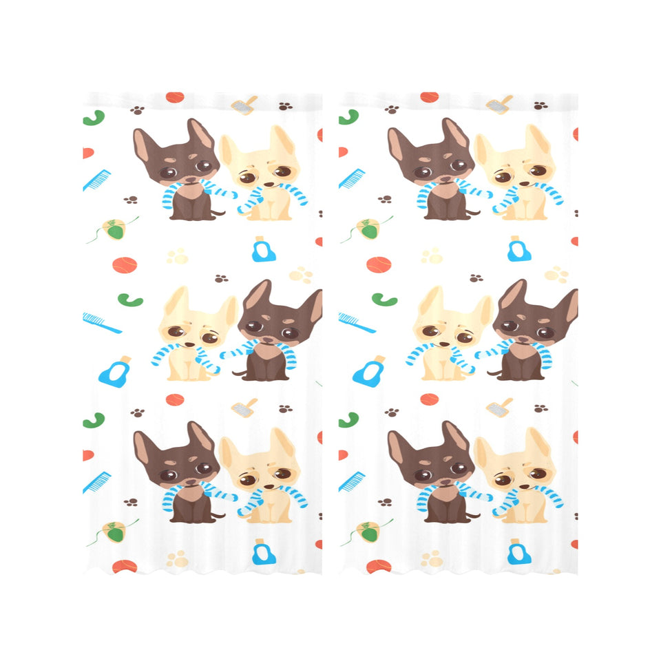 Cute Chihuahua dog pattern Gauze Curtain