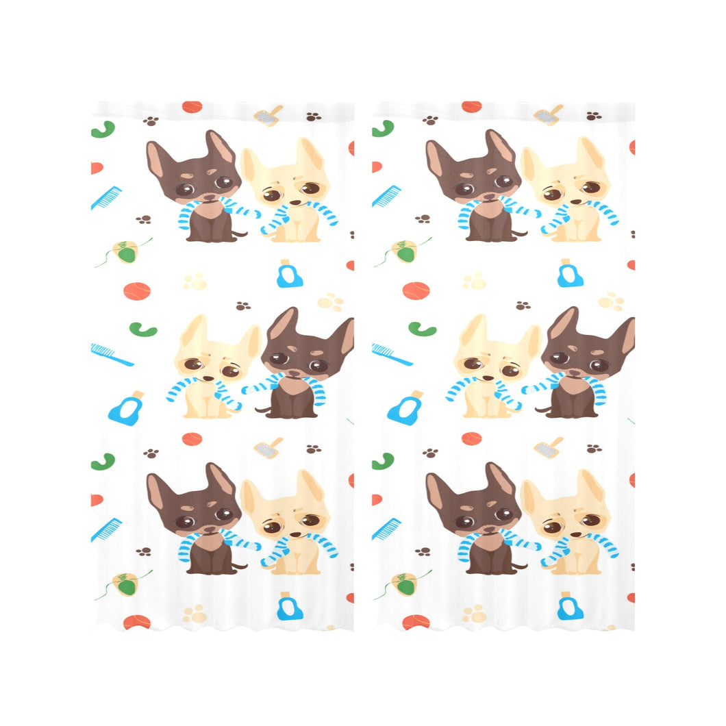 Cute Chihuahua dog pattern Gauze Curtain