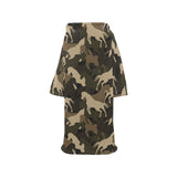 Horse Camouflage Pattern Blanket Robe with Sleeves