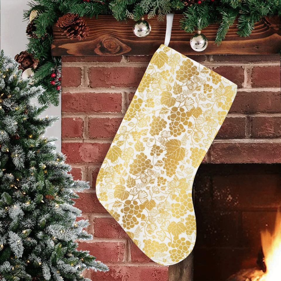 Gold grape pattern Christmas Stocking