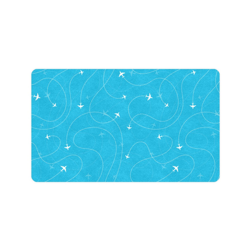 Airplane destinations blue background Doormat