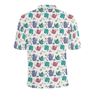 Tea pots Pattern Print Design 05 Men's All Over Print Polo Shirt