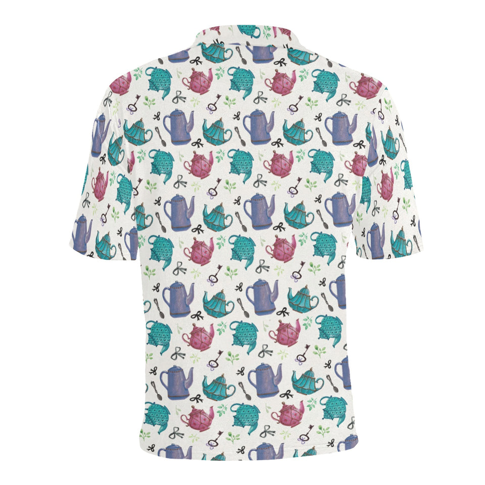 Tea pots Pattern Print Design 05 Men's All Over Print Polo Shirt