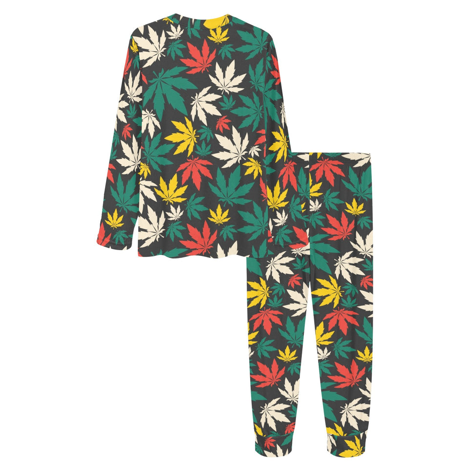 Canabis Marijuana Weed Pattern Print Design 02 Women's All Over Print Pajama Set