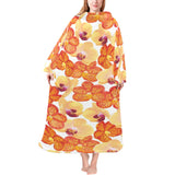 Orange yellow orchid flower pattern background Blanket Robe with Sleeves