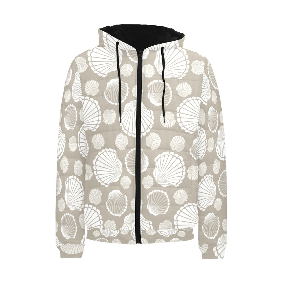 Scallop shell pattern Men's Padded Hooded Jacket