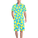 Duck Pattern Print Design 04 Men's V-Neck Short Pajama Set