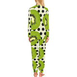 kiwi black dot background Women's All Over Print Pajama Set