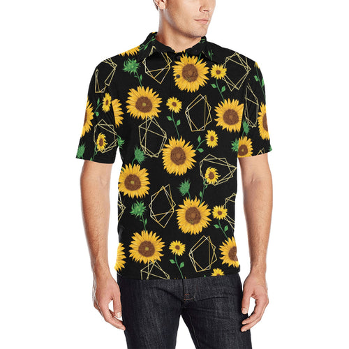 sunflower golden polygonal shapes Men's All Over Print Polo Shirt