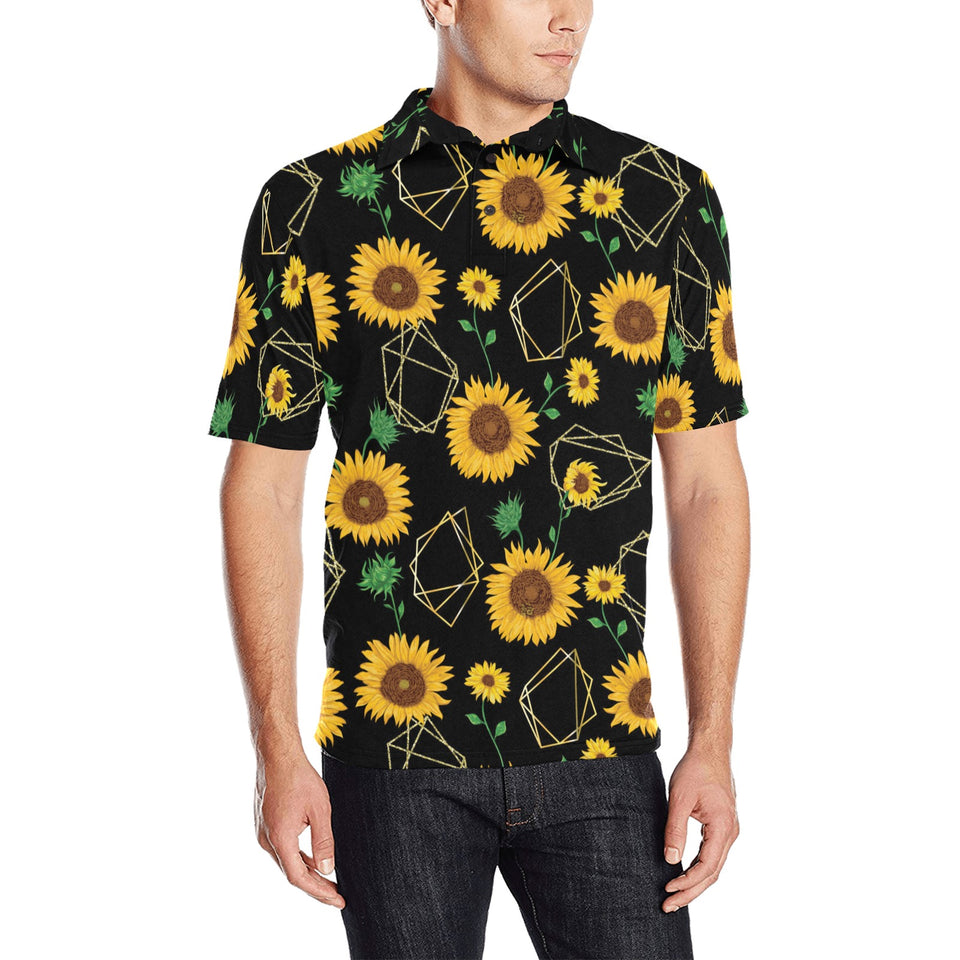 sunflower golden polygonal shapes Men's All Over Print Polo Shirt
