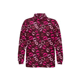 Lips Pattern Print Design 03 Men's Long Sleeve Polo Shirt