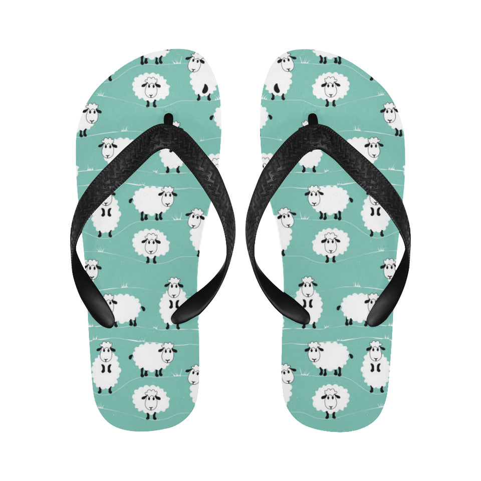 Cute sheep green background Unisex Flip Flops