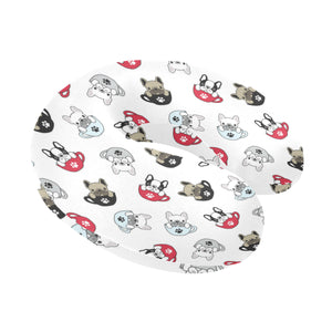 French bulldog cup paw pattern U-Shaped Travel Neck Pillow