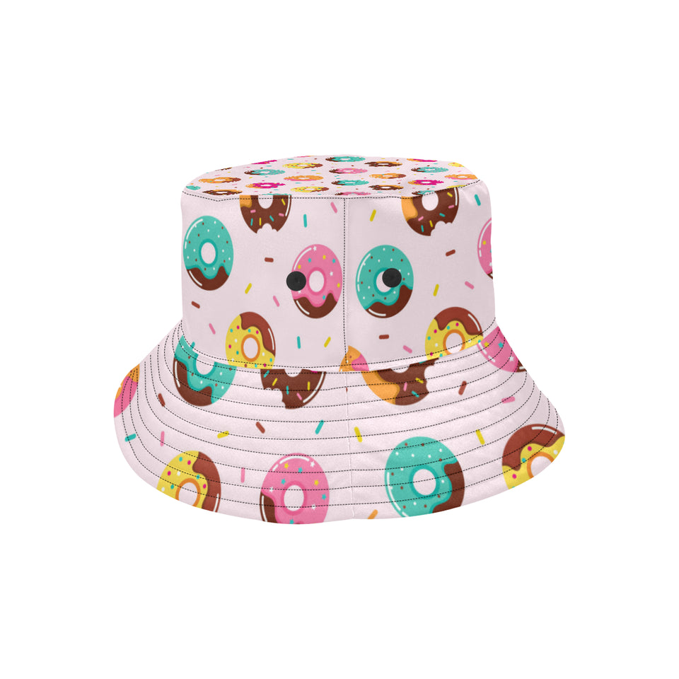 Donut pattern glaze pink background Unisex Bucket Hat