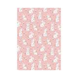 Cute white rabbit flower pink background House Flag Garden Flag