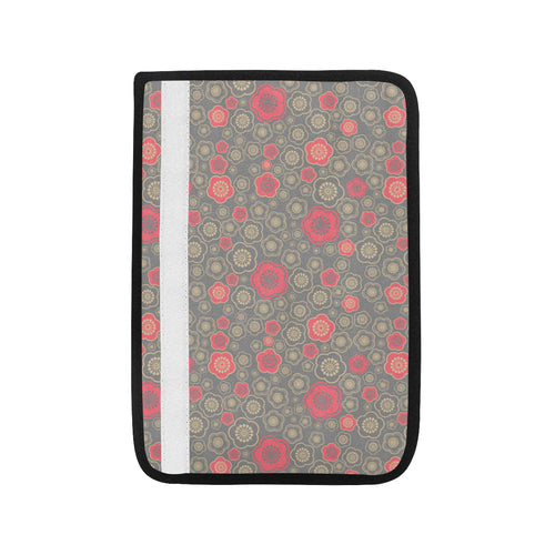Red gold Sakura cherry blossom gray background Car Seat Belt Cover