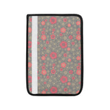 Red gold Sakura cherry blossom gray background Car Seat Belt Cover