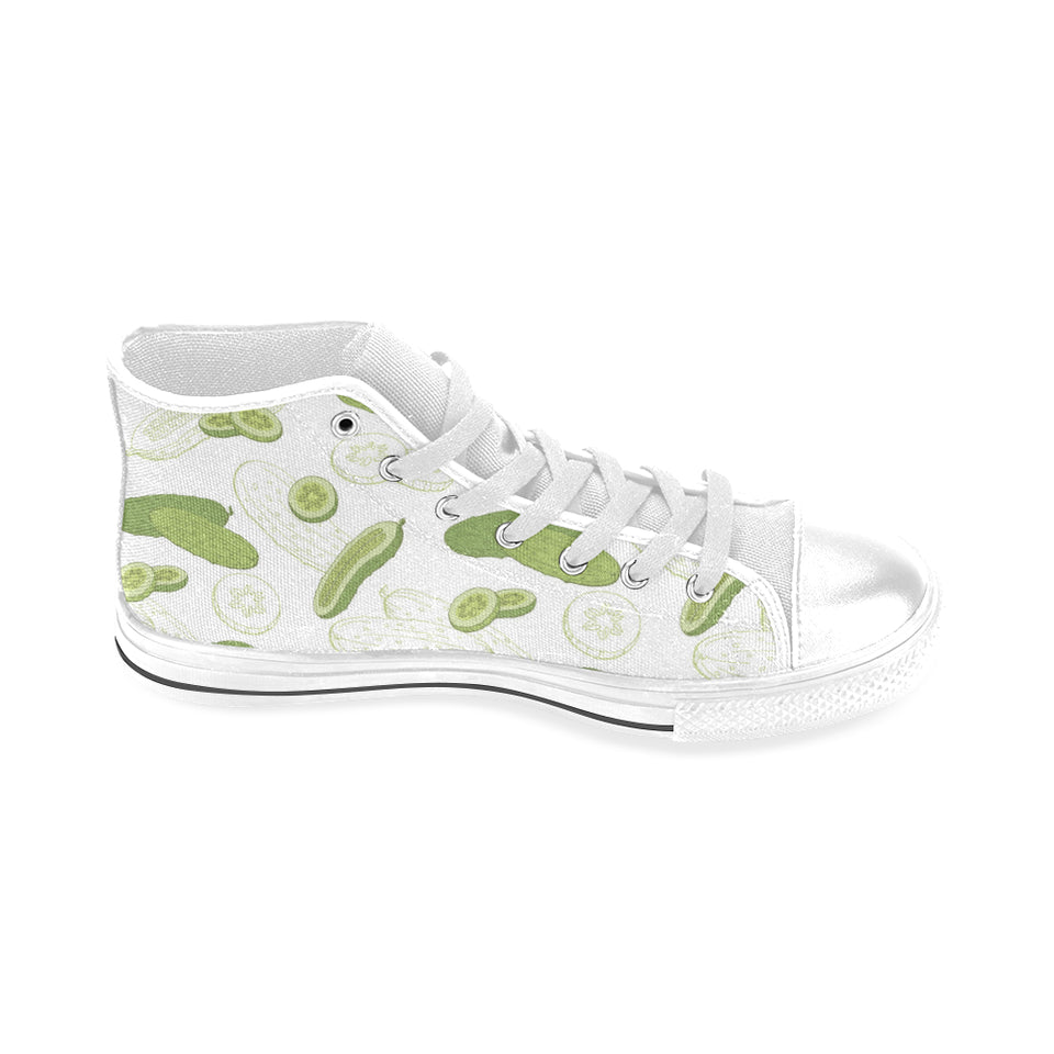 Cucumber sketch pattern Men's High Top Canvas Shoes White