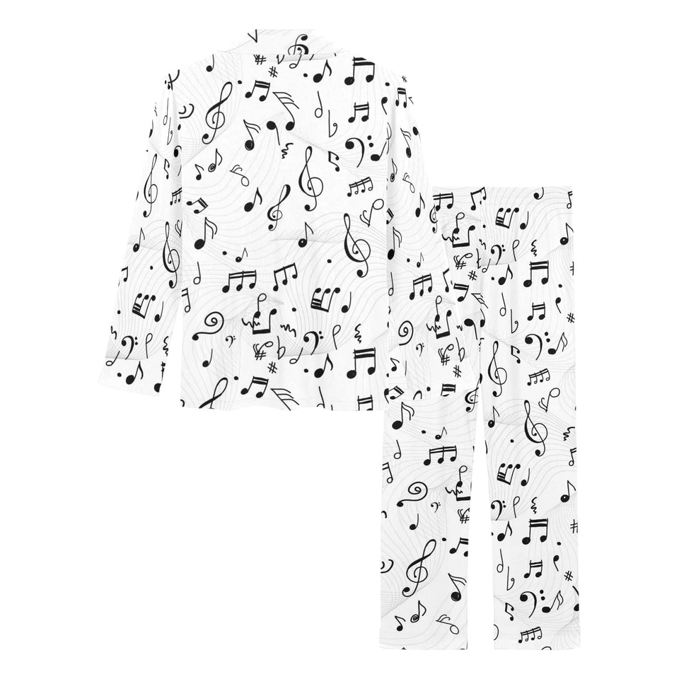 Music Notes Pattern Print Design 04 Women's Long Pajama Set