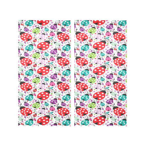 Ladybug Pattern Print Design 03 Gauze Curtain