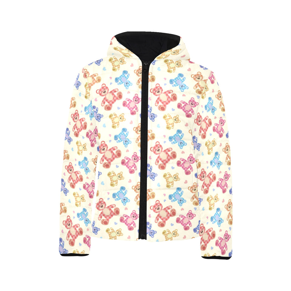 Teddy Bear Pattern Print Design 05 Kids' Boys' Girls' Padded Hooded Jacket