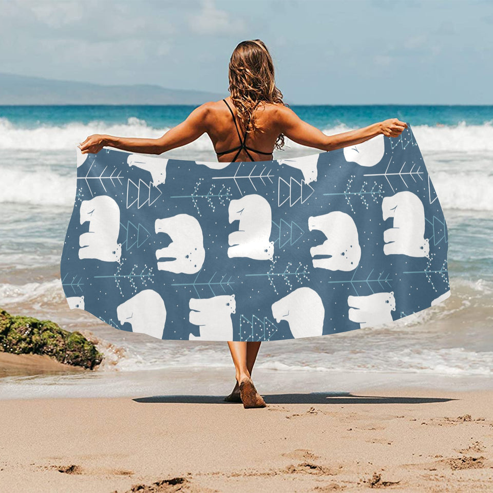 polar bear mother her child pattern Beach Towel