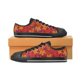 Autumn maple leaf pattern Men's Low Top Canvas Shoes Black