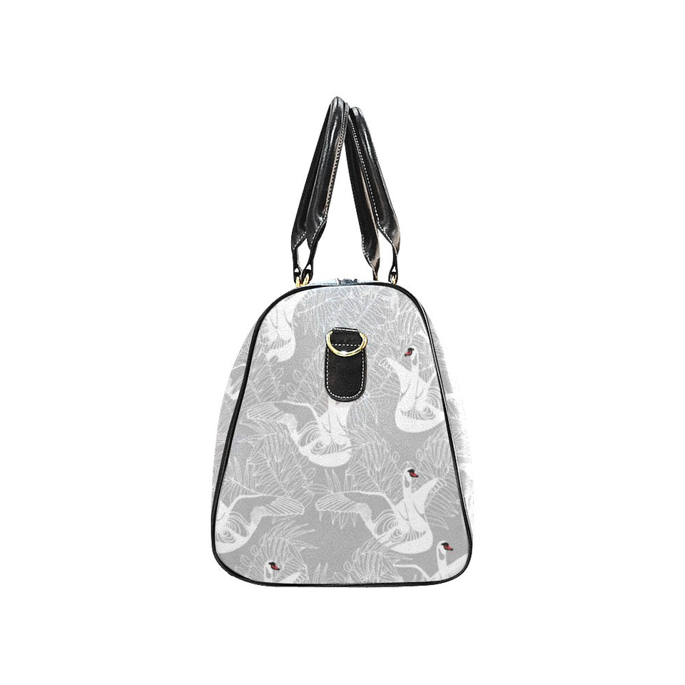 white swan gray background Travel Bag