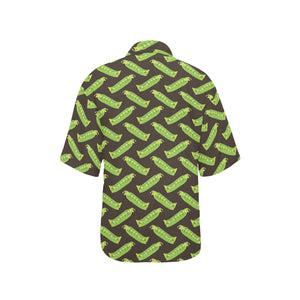 Green Peas Pattern Print Design 05 Women's All Over Print Hawaiian Shirt