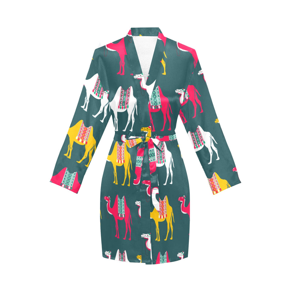Camel pattern Women's Long Sleeve Belted Night Robe