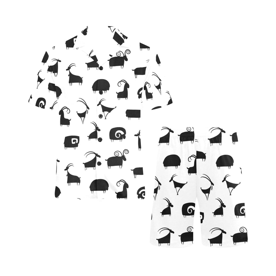 Goat ram pattern Men's V-Neck Short Pajama Set