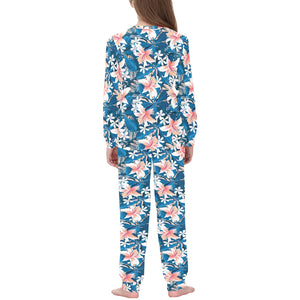 Hibiscus Pattern Print Design 02 Kids' Boys' Girls' All Over Print Pajama Set
